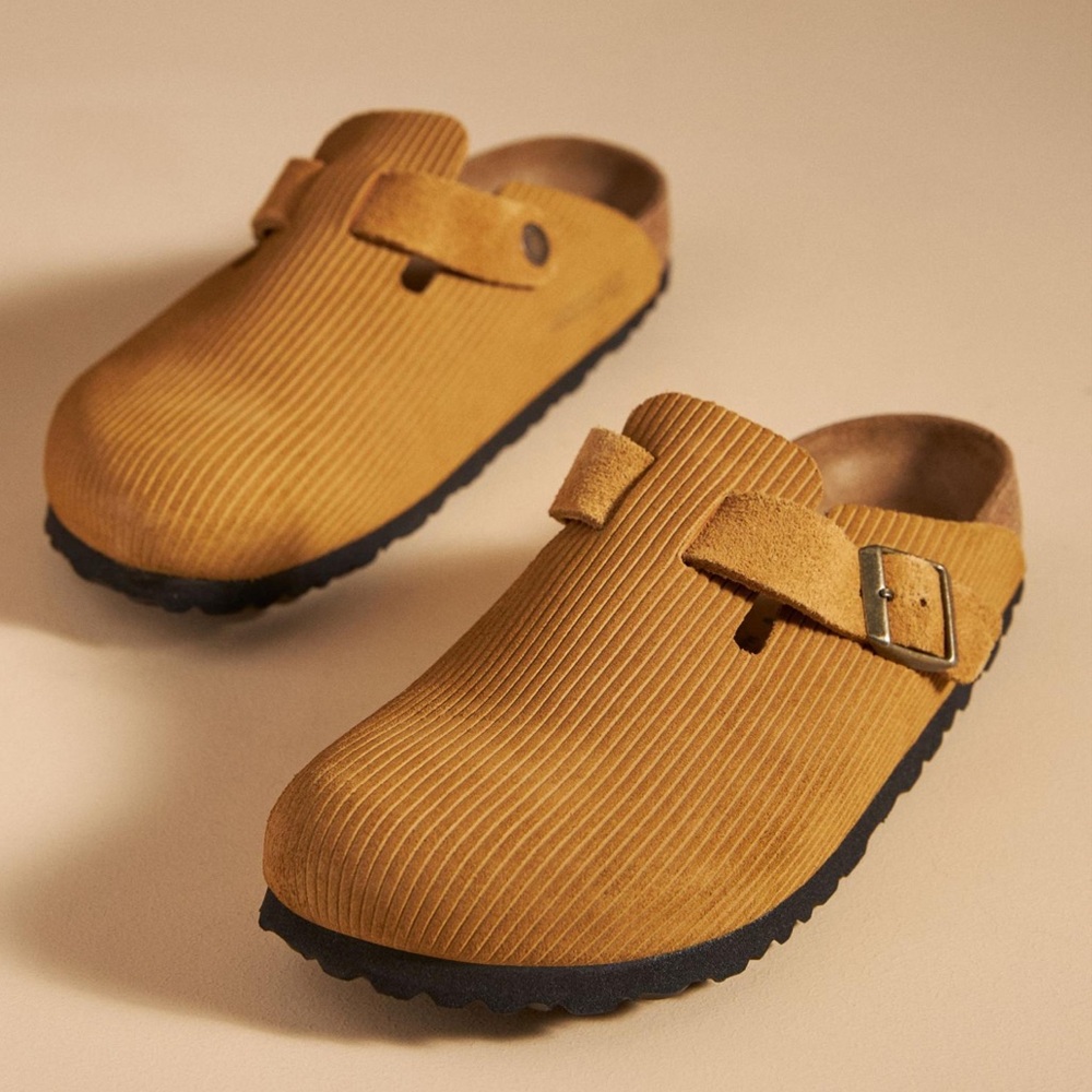 Birkenstock Tan Corduroy Clogs